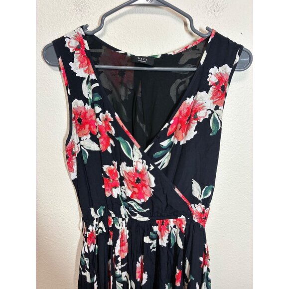 VICI Maxi Dress Business Casual Boho Floral Side Slit Sleeveless Black Sz Medium - Picture 2 of 7